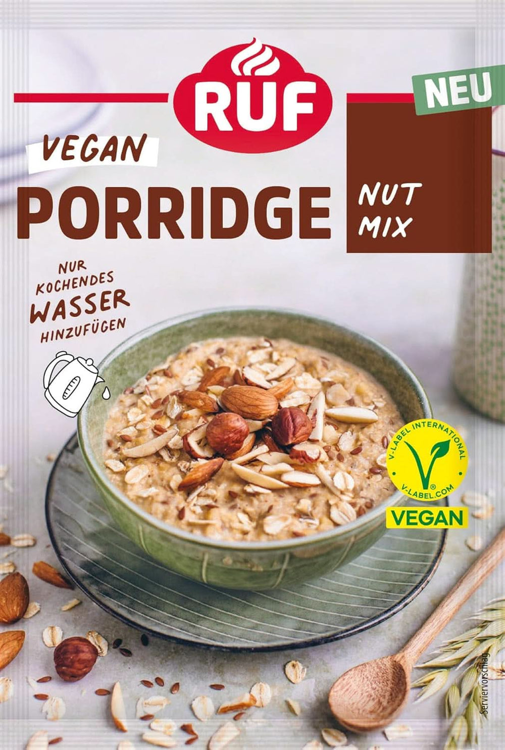 RUF Vegan Porridge Red Berry Oats, Porridge aux fraises et framboises, 60 grammes Céréales Naty Shop