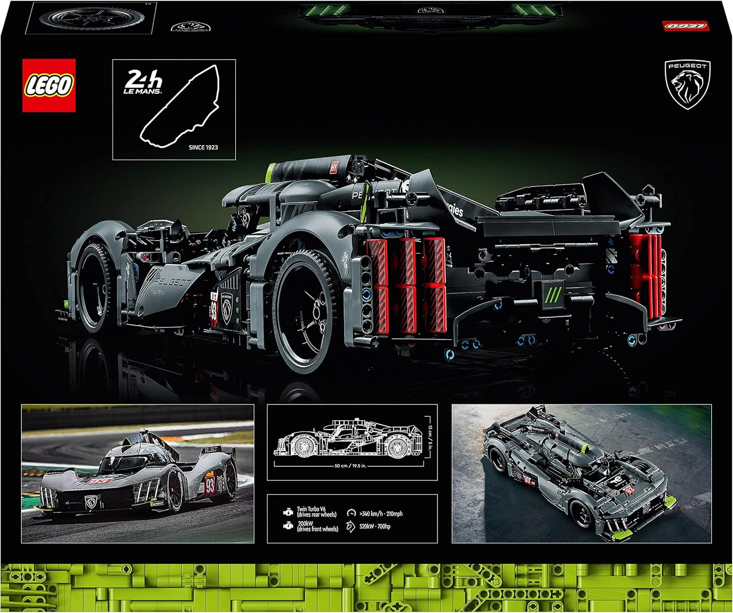LEGO 42156 Technic Peugeot 9X8 24H Le Mans Hybrid Hypercar Voiture de course légendaire Kit de modèle adulte Voiture de sport automobile à l'échelle 1:10 à collectionner pour les joueurs avancés Kits de construction Besuche den LEGO-Store