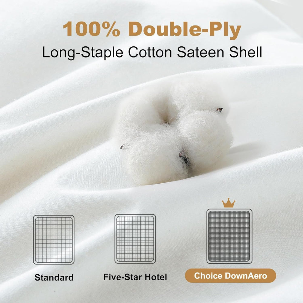 Couette en duvet d'oie Downaero™ pour lits king size, 100 % coton égyptien satiné, pouvoir gonflant de 900, chaleur moyenne, toutes saisons, blanc Naty Shop Couettes et couettes