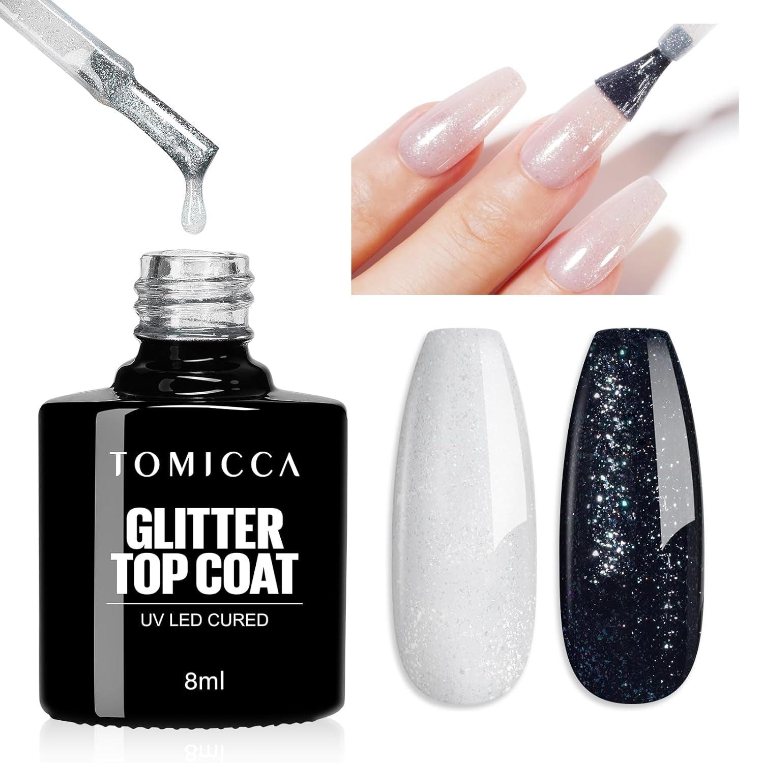 TOMICCA Vernis à ongles en gel transparent Blooming, vernis à ongles à diffusion UV LED pour le design des ongles, Marmor, Vernis à ongles bleu Aquarell 8 ml