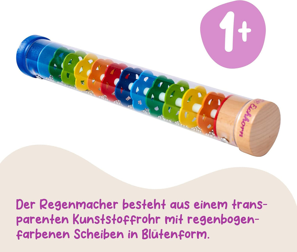 Eichhorn 100003446 - Rainmaker din lemn masiv, tub din plastic cu bile metalice, 32x5cm Jucarii Bebe Naty Shop