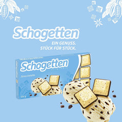 Baton de ciocolată Schogetten Stracciatella 100g, porționat individual. O încântare. Bucată cu bucată.