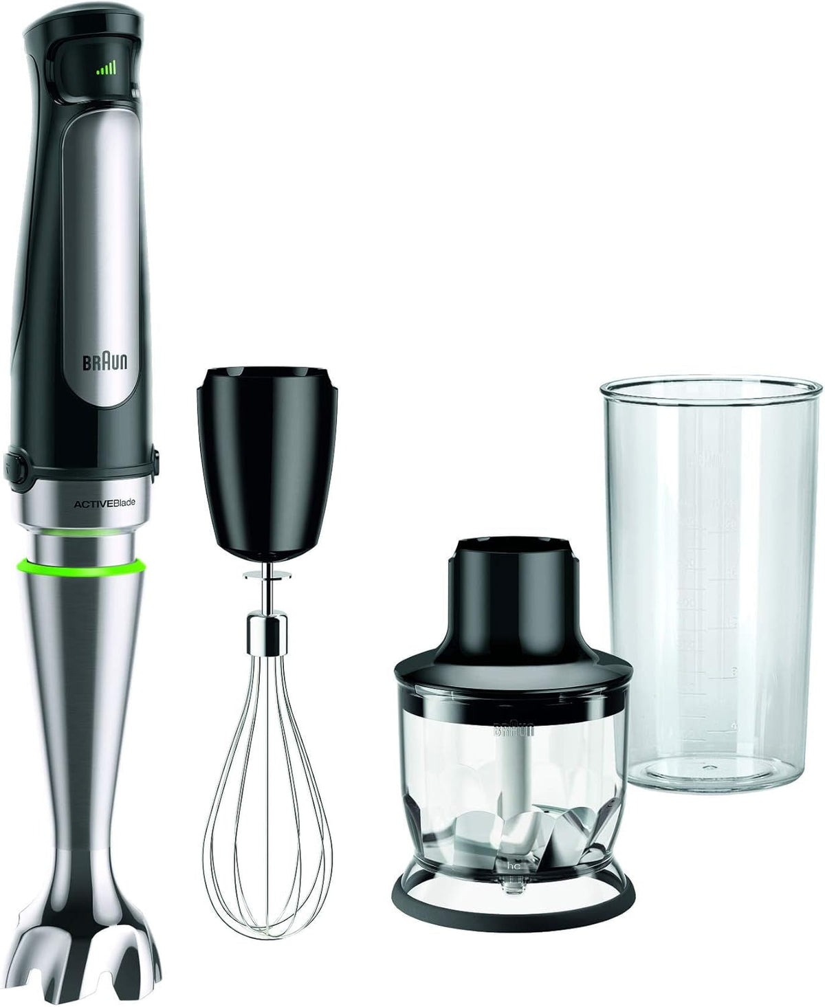 Braun Household Hogar Multiquick 7 Mixer, Spritzschutz, Spülmaschinenfest, Bpa-Frei, 600 Ml, Zerkleinerer 500 Ml, Eisklinge, MQ 7035XBI, 1000 W, Schwarz, MQ7035XBI Kitchen Naty Shop Modèle 2019 7025 | 3 Accessoires