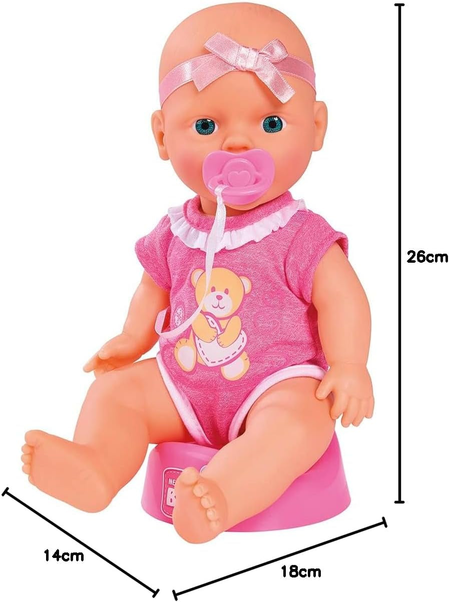 Simba 105030069 - New Born Baby Doll, poupée en vinyle avec fonction boire et nourrir, avec acte de naissance et accessoires, 4 pièces, 30 cm, poupée, à partir de 3 ans Naty Shop Dolls