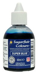 Colorant alimentaire liquide Sugarflair Super Blue - Colorant alimentaire hautement concentré pour colorer la pâte à sucre, la crème au beurre, le glaçage, les macarons, les décorations de gâteaux et plus encore - 60 ml