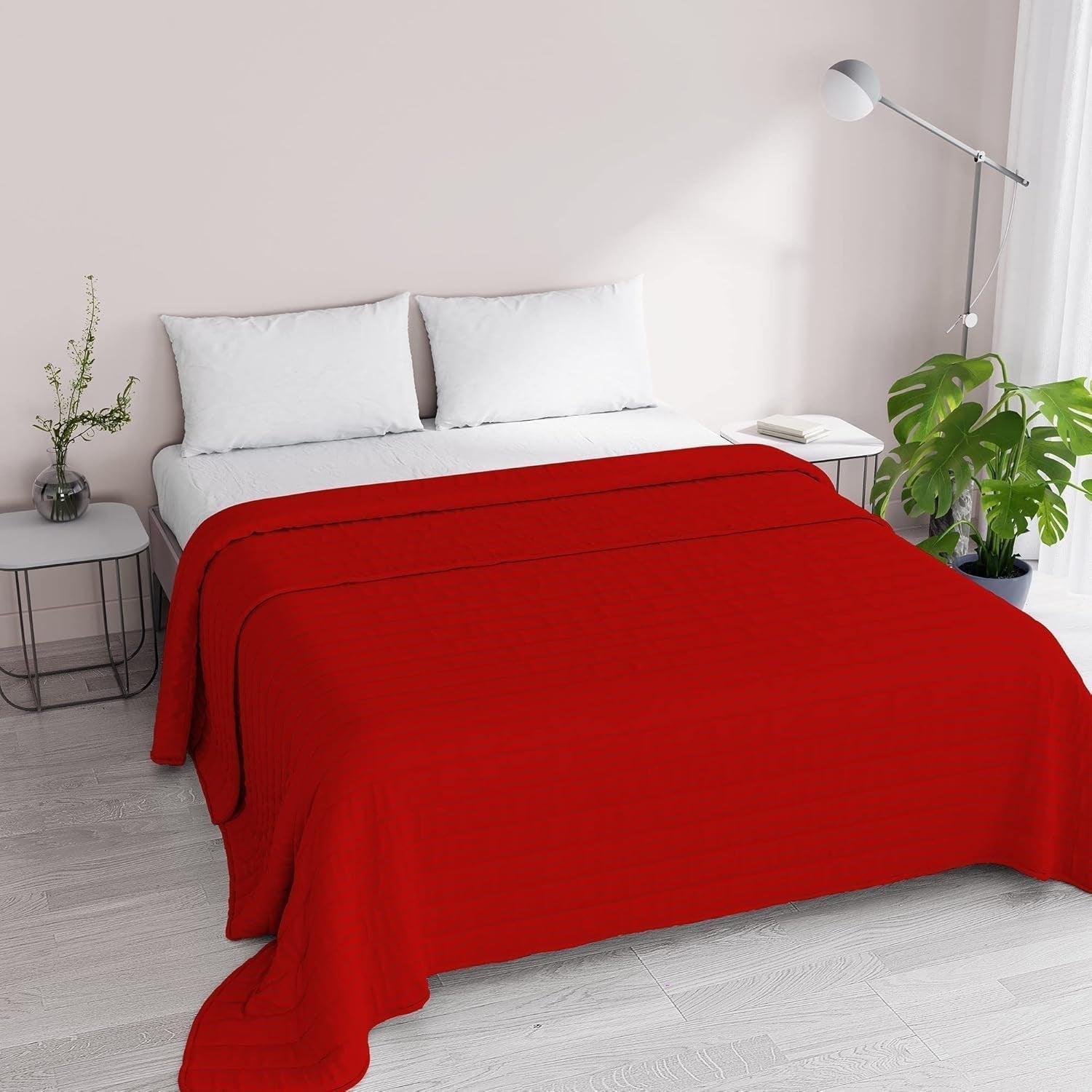 Couette d'été Satin Rayures, polyester, crème, 260X250 Cm Couettes et couettes Naty Shop Rouge 260X250 Cm