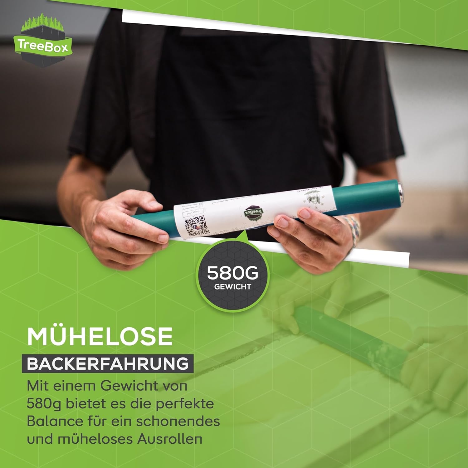 Rouleau à pâtisserie - rouleau à pâte en silicone et acier inoxydable - rouleau à pâtisserie moderne sans poignée avec effet antiadhésif, étale le fondant et la pâte en un rien de temps, outils de pâtisserie