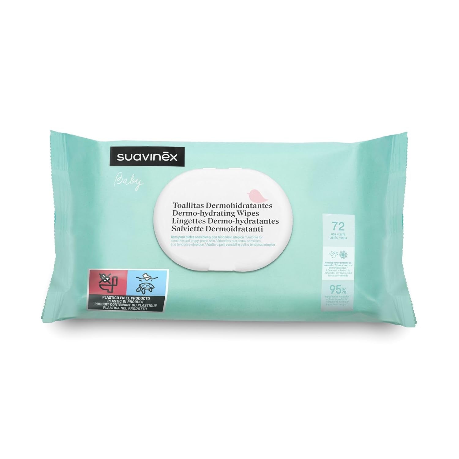 Suavinex 14 Pack de 60 lingettes humides pour bébé (840 lingettes au total), hydratantes, adaptées aux peaux atopiques, 95% d'ingrédients naturels