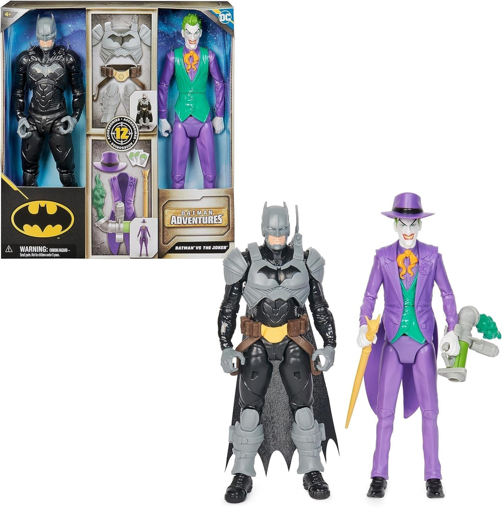 DC Batman Adventures Ensemble de figurines Batman contre le Joker, 30 cm - 2 figurines entièrement mobiles avec 12 vitesses pour un jeu de rôle passionnant, jouet pour figurines d'action de 4 ans et plus Naty Shop Titre par défaut