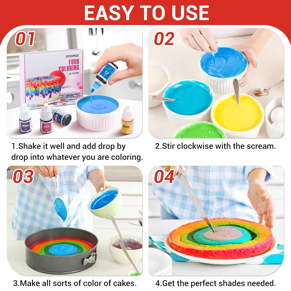 Colorant alimentaire liquide – 12 couleurs colorant alimentaire hautement concentré pour la pâtisserie, les boissons, les macarons, le fondant, la décoration de gâteaux, ensemble de colorants alimentaires pour savons, slime, travaux manuels (6 ml chacun)