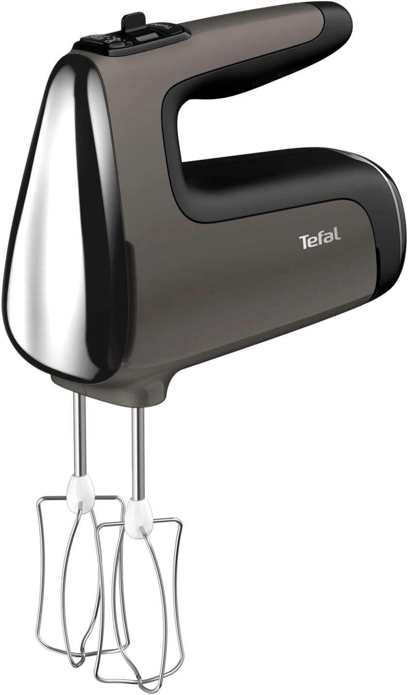 Tefal HT650E Power Mix Silence Handmixer | 600 Watt | Variabler Geschwindigkeitsregler | Turbo- Und Auswurf-Funktion | Extrem Leiser Motor | Inkl. 2 Rührbesen Und 2 Knethaken | Grau Bucatarie Naty Shop Single