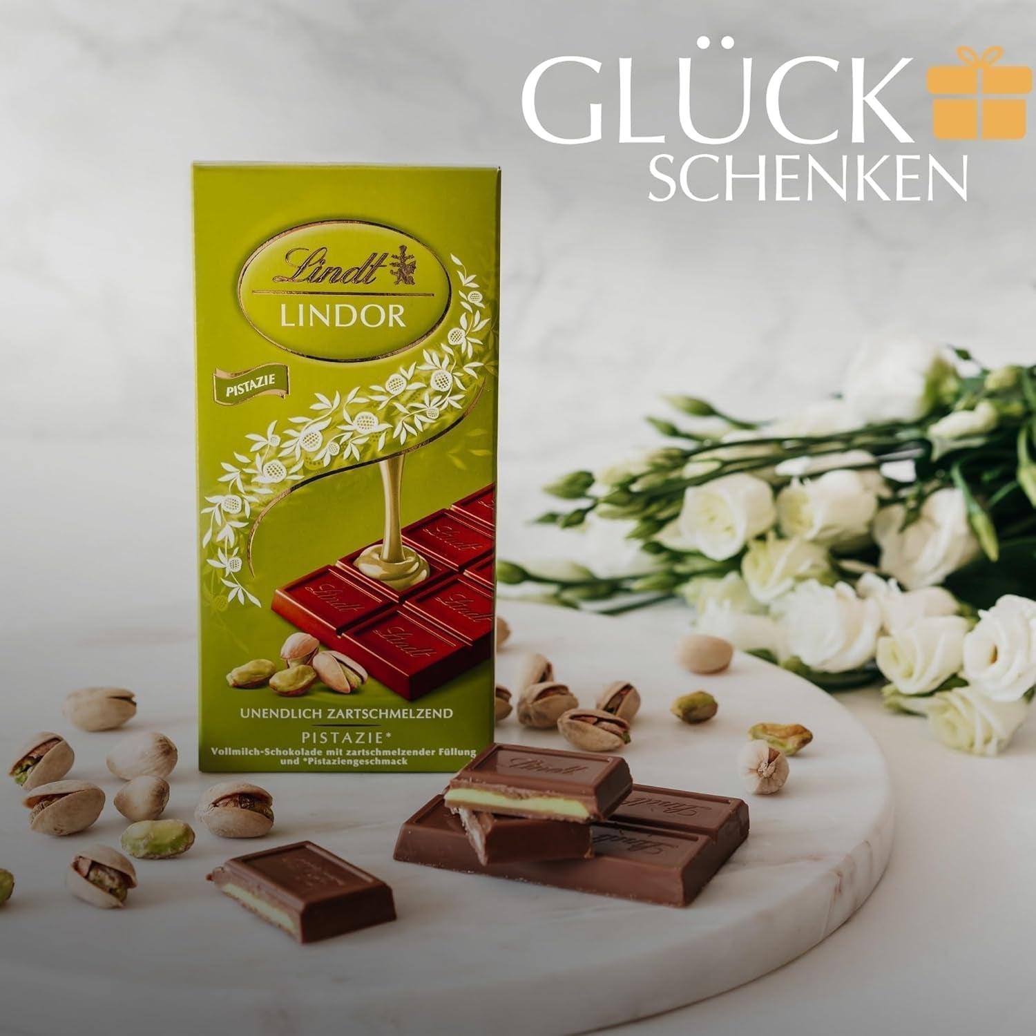 Lindt Schokolade LINDOR Pistazie, Promotion | 100 G | Feinste Vollmilch-Schokolade Mit Unendlich Zartschmelzender Füllung Mit Pistaziengeschmack | Schokoladentafel | Schokoladengeschenk, 2023 Version Naty Shop