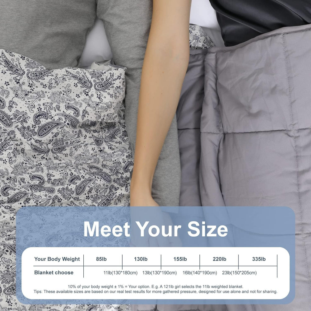 Winthome Couverture lestée avec housse de couette 150 x 205 cm 10,4 kg, couverture lestée confortable, couverture thérapeutique anti-stress, couverture lourde pour un sommeil profond et une meilleure récupération, couverture lourde pour lits et couvertures adultes (gris) Besuche den Winthome-Store
