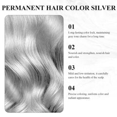 Teinture pour cheveux Gris Argent Crème de teinture pour cheveux gris argent naturel, Crème de teinture pour cheveux gris Gris argent, Crème de teinture pour cheveux naturelle gris argenté Teinture pour cheveux gris pour tous les types de cheveux avec 1 masseur de cuir chevelu (100 ml) Teinture pour cheveux Naty Shop