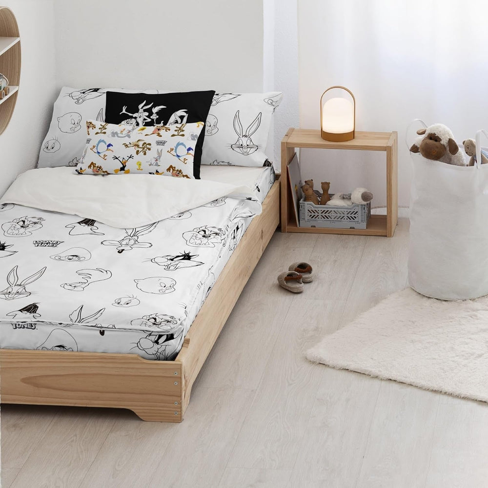 Pas encore Couette 100% coton, motif Tom Jerry Vichy, pour lit de 90 cm de large (90 X 200 cm) Couettes et couettes Naty Shop Looney Bw Complete