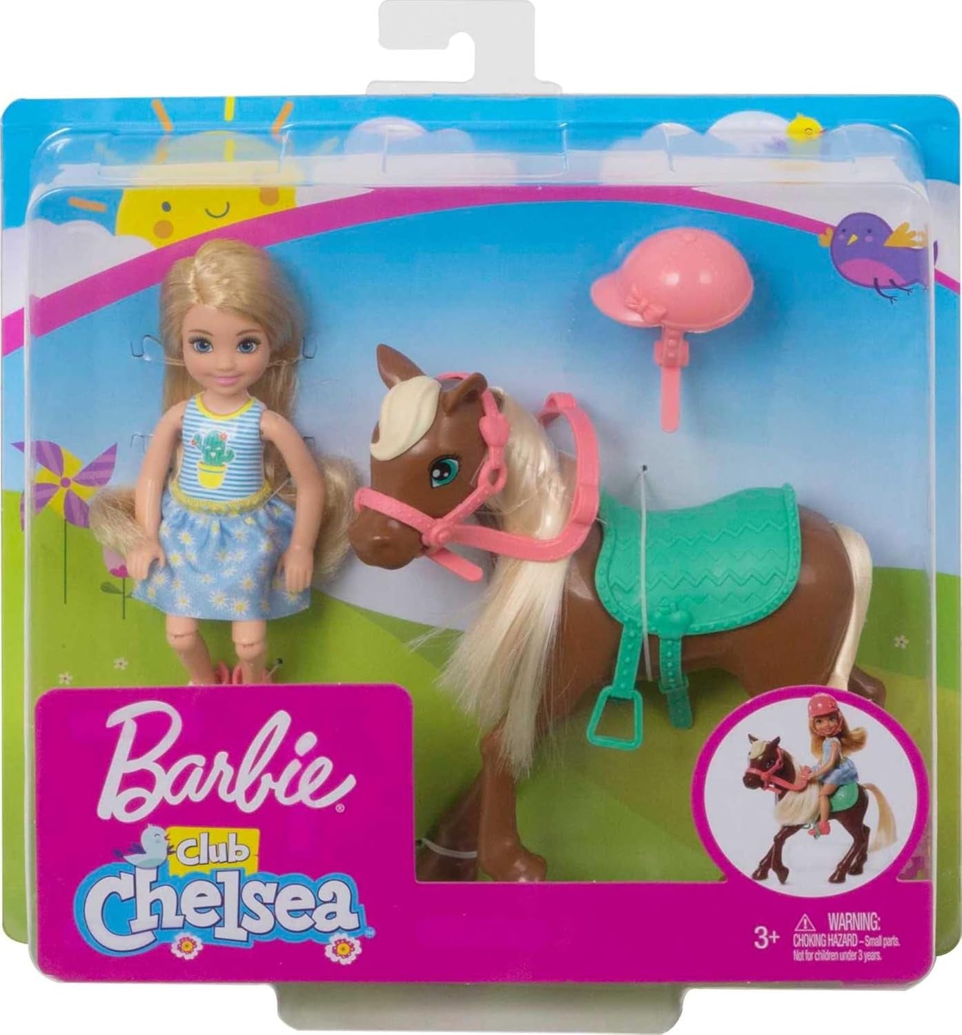 Barbie GHV78 - Club Chelsea Spielset mit Puppe und Pferd, ca. 15 cm, blond, mit Mode und Accessoires, Spielzeug Geschenk für Kinder von 3 bis 7 Jahren