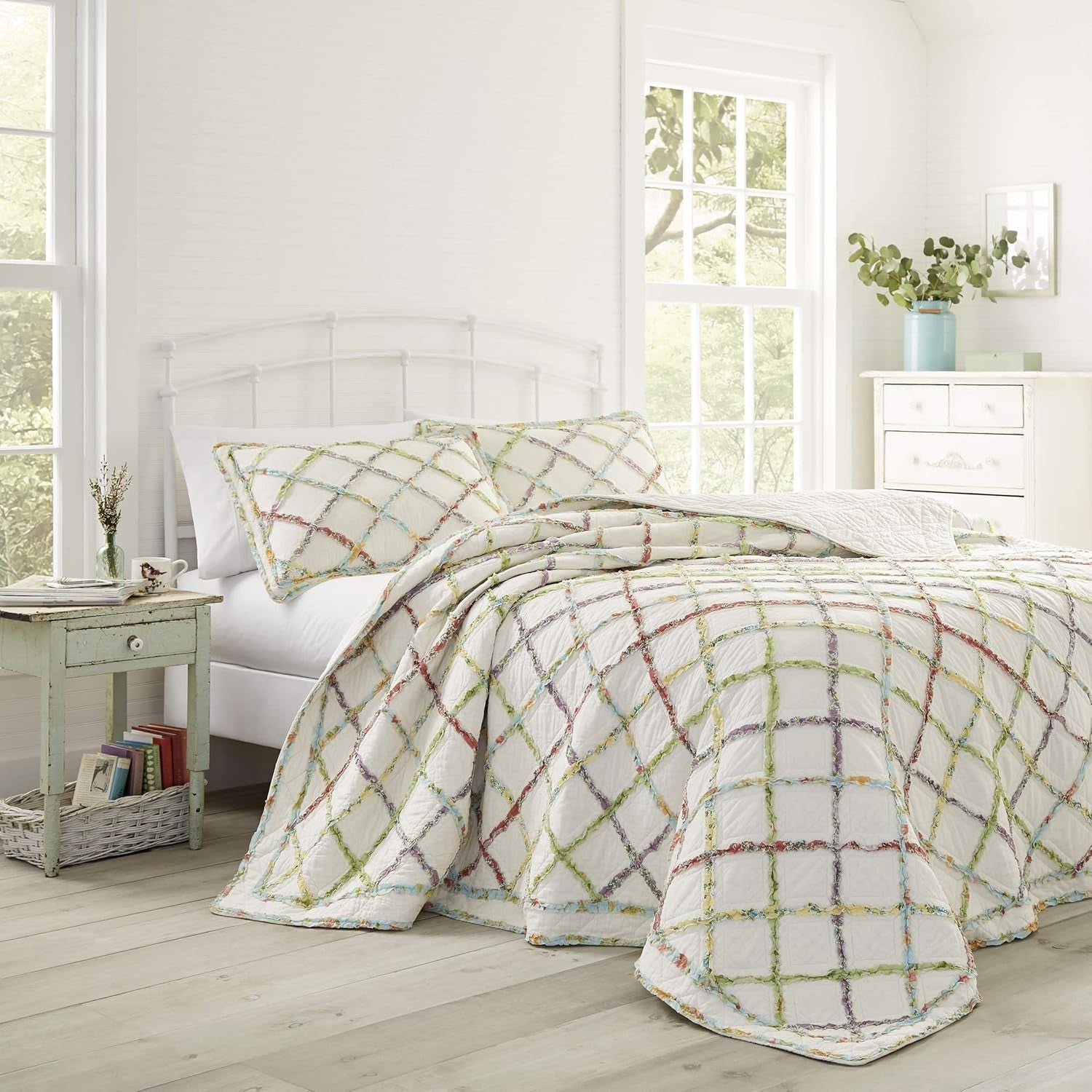 Laura Ashley Home Couette Rüschen Garden Collection, 100% coton, Ultra douce, Pour toutes les saisons, Réversible, Elégante, Lit double, Couleur Crème (197783) Couettes et couettes Naty Shop