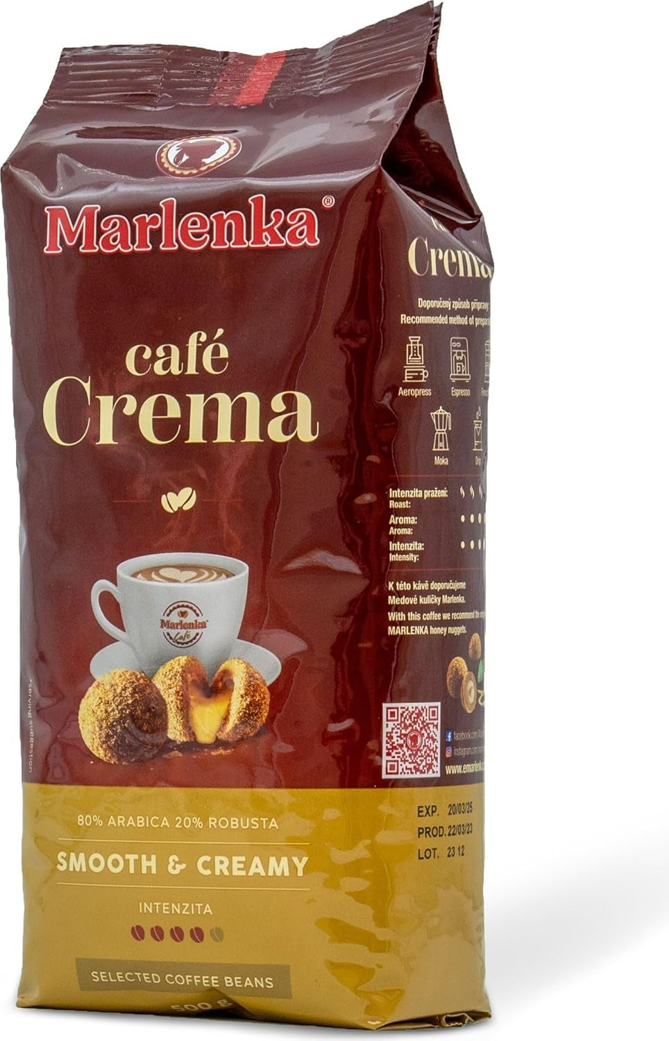 MARLENKA® Probiermix-Produkt | Wiener Honigkuchen (800 g), Kaffee-Honigkugeln (235 g) et Zitronen-Honigkugeln (235 g) et Marlenka Café Crema - Espresso Bohnen (500 g)