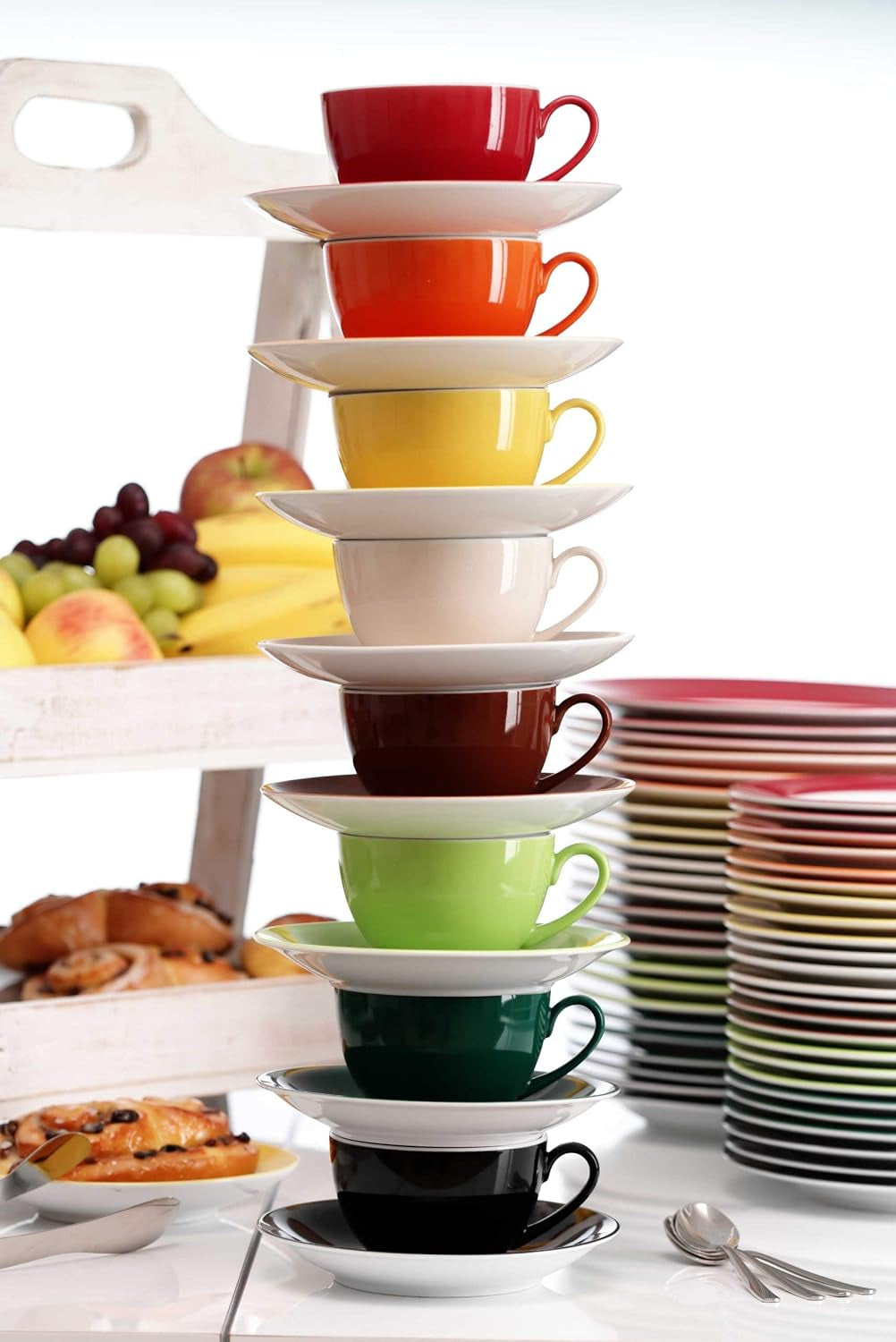 Ritzenhoff & Breker Doppio Service à Café, 12 Pièces, Porcelaine, Rouge