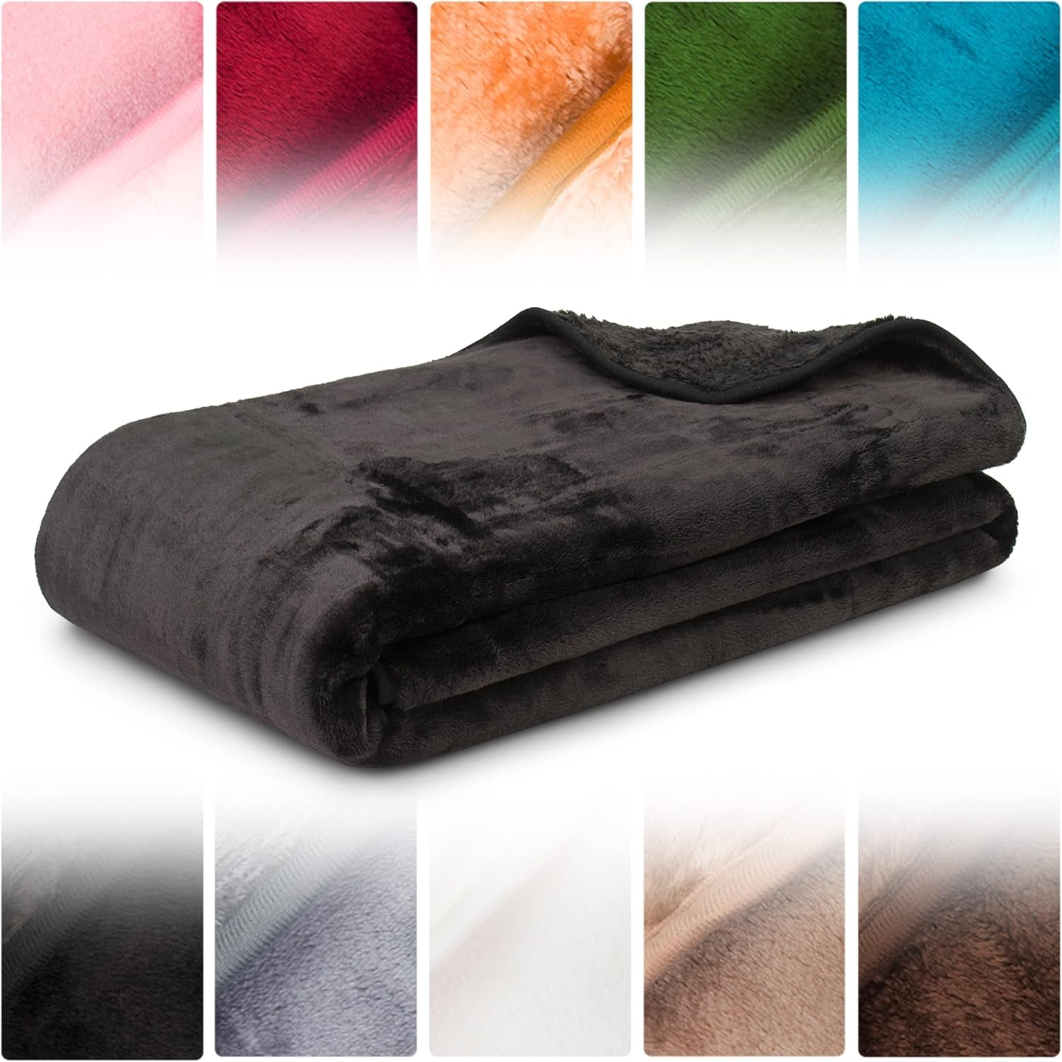 Amago - Couverture confortable, aspect cachemire, 180 X 220 cm - Noir Lits et Couvertures Besuche den Gözze-Store