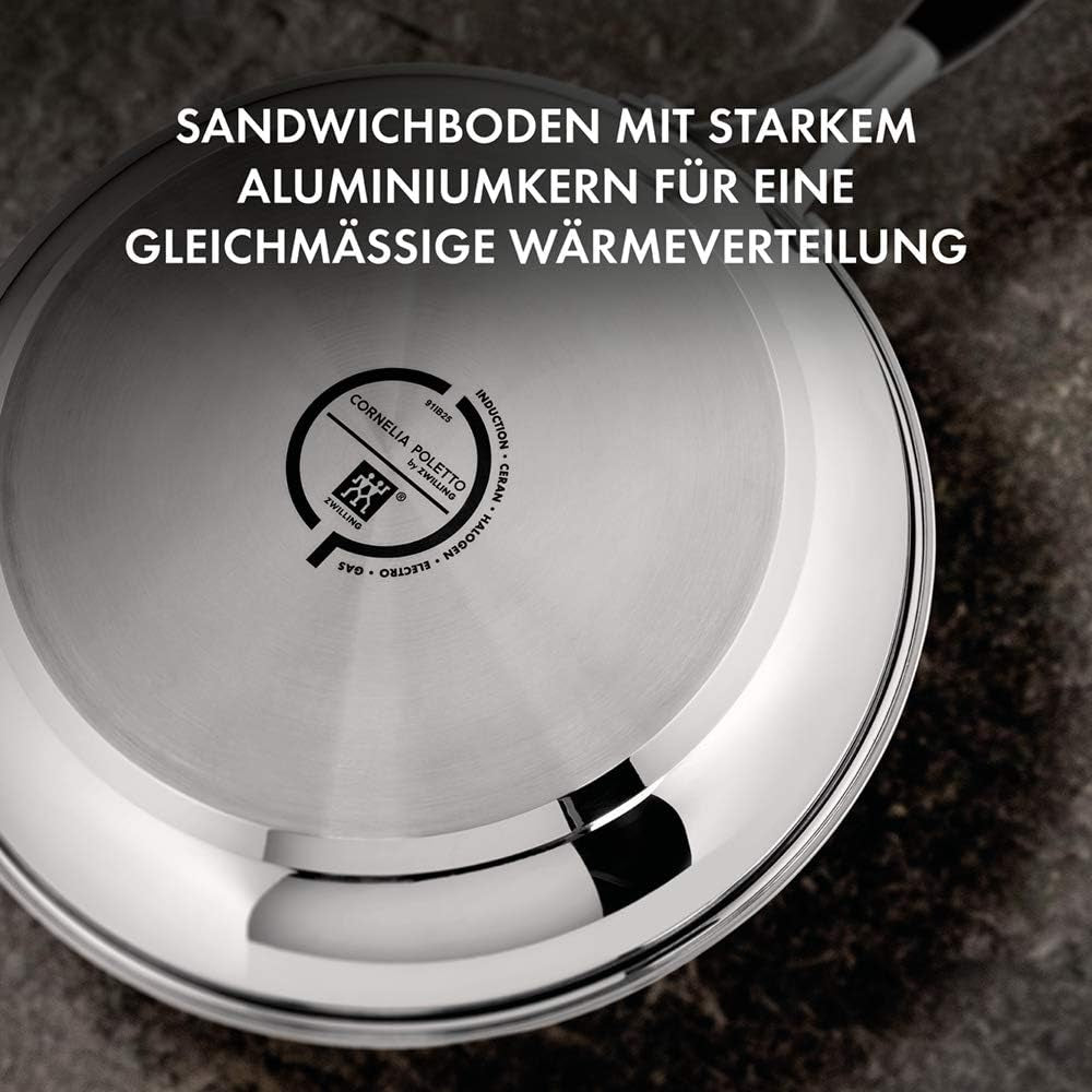 Poêles ZWILLING CORNELIA POLETTO, avec revêtement antiadhésif en 4 couches avec particules de diamant, acier inoxydable 18/10, pour tous types de feux, y compris induction. Casseroles et poêles Naty Shop