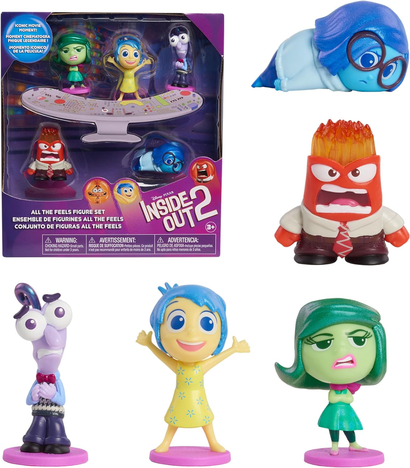 Just Play Disney et Pixar Inside Out 2 figurines à collectionner de 2,5 cm à 6,4 cm de haut Jouets pour enfants de 3 ans et plus Figurines d'action Naty Shop Ensemble de figurines All The Feels