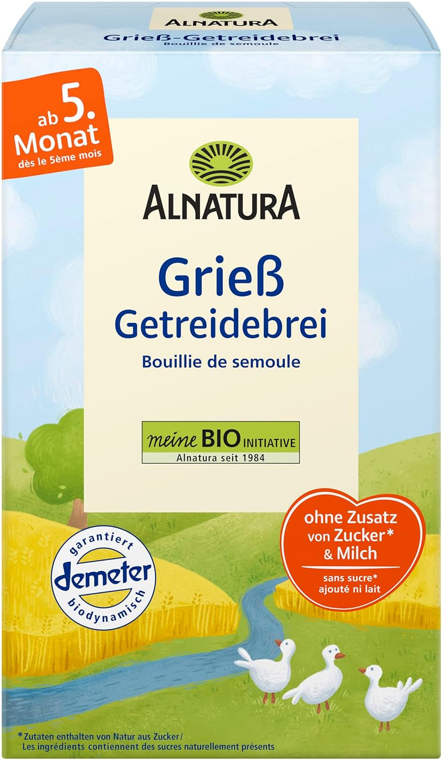 Céréales bio pour bébé dès 4 mois, semoule, 6 x 250 g
