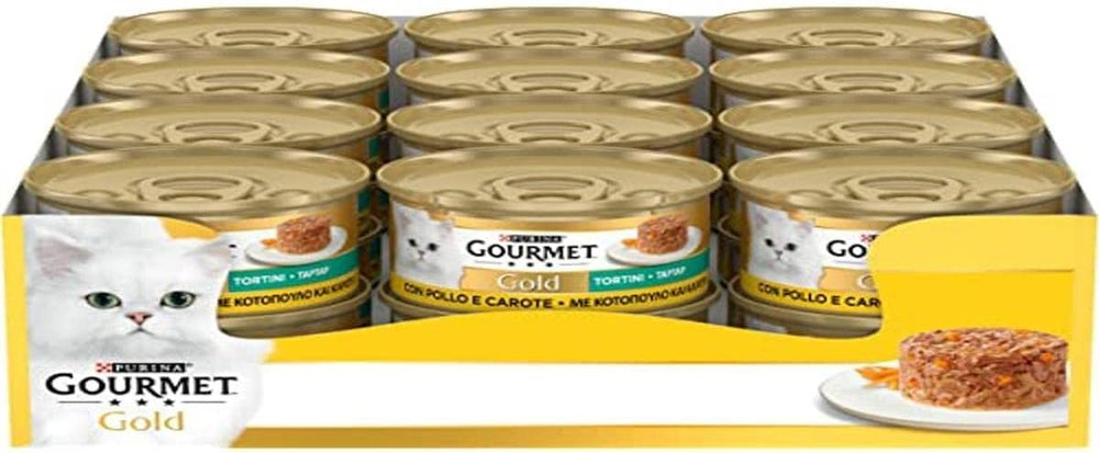 Boulettes de viande végétariennes humides au poulet et aux carottes Purina Gold, 24 boîtes de 85 g chacune