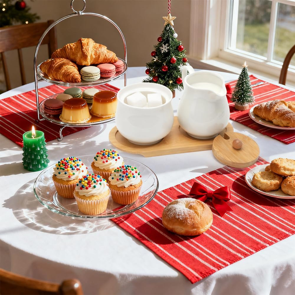 Service à lait et sucre avec couvercle et cuillère, pot à lait en céramique en 5 parties et récipient à sucre avec tablette en bois, récipient à lait et sucre pour cuisine, café, four à micro-ondes et lave-vaisselle (blanc)