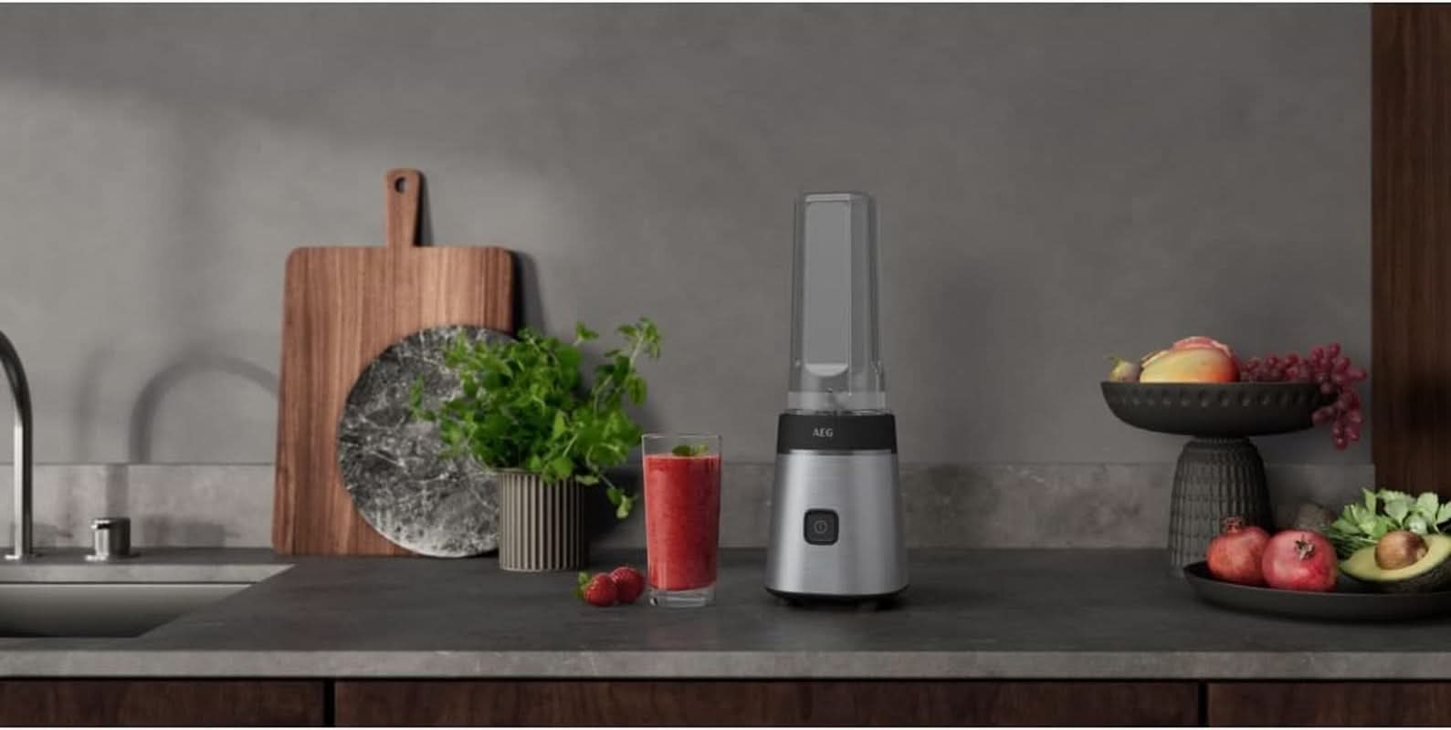 Mixeur sur socle AEG SB3-1-2S, 300 W, 2 niveaux de vitesse, tasse portable Mère et Enfant Naty Shop