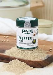 Fuchs Gewürze - Pfeffer weiß gemahlen - Pfeffer aus dem Amazonasgebiet, für helle Saucen, Fisch oder Suppen - Ingrédients naturels - 60 g en dose variable, recyclable