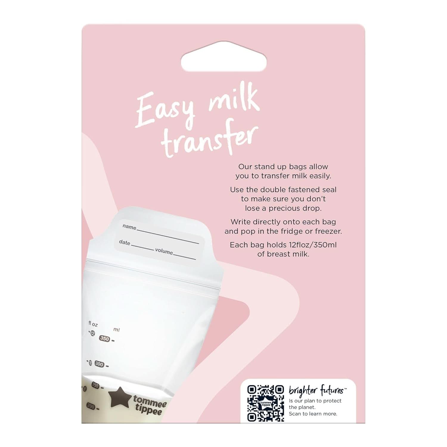 Tommee Tippee Closer to Nature Sachets de conservation du lait maternel, pré-stérilisés, 350 ml Accessoires Alimentation et Allaitement Bebe Naty Shop