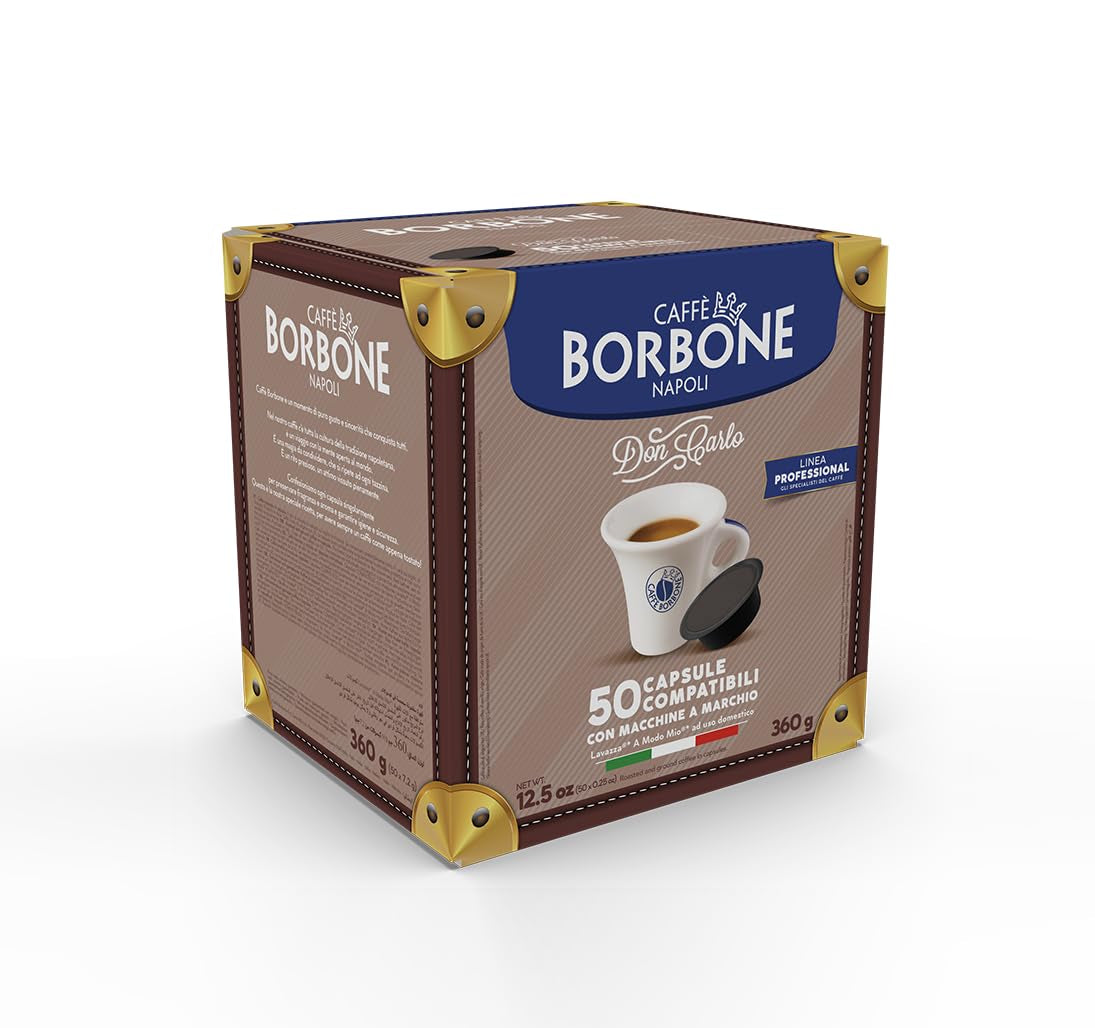 Caffè Borbone Don Carlo, Schwarze Kaffeemischung - 50 Kapseln - Compatible avec Lavazza®* A Modo Mio®* Haushalts-Espressomaschinen
