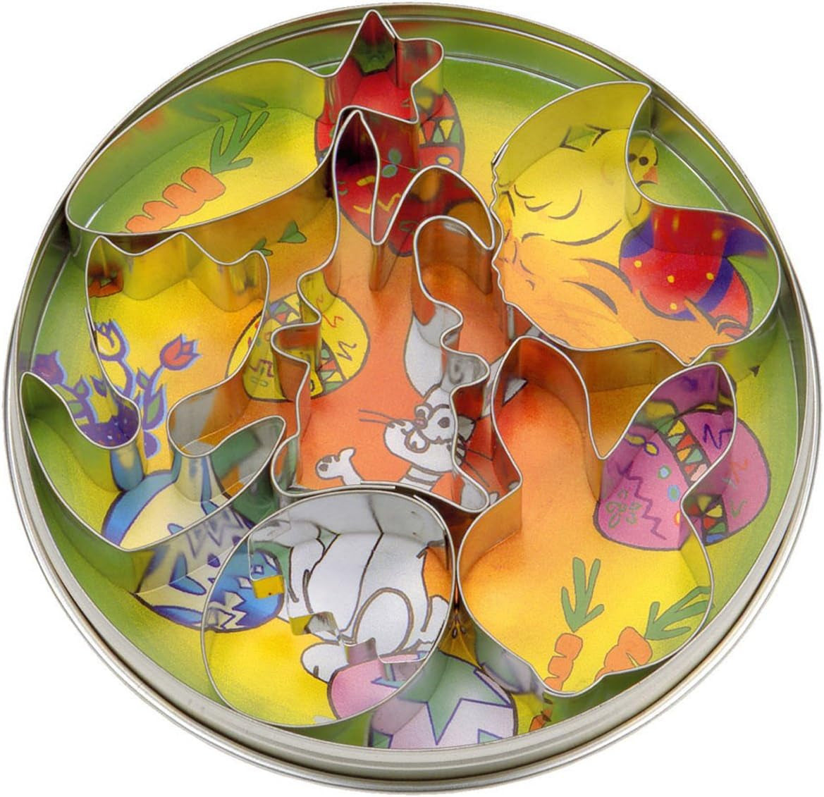 Städter 023611 Plätzchen-Ausstecher Ostern (Hase mit Schlappohr, Möhre, Hasengesicht, Ei, Küken und Blume), 6 pièces, blanc