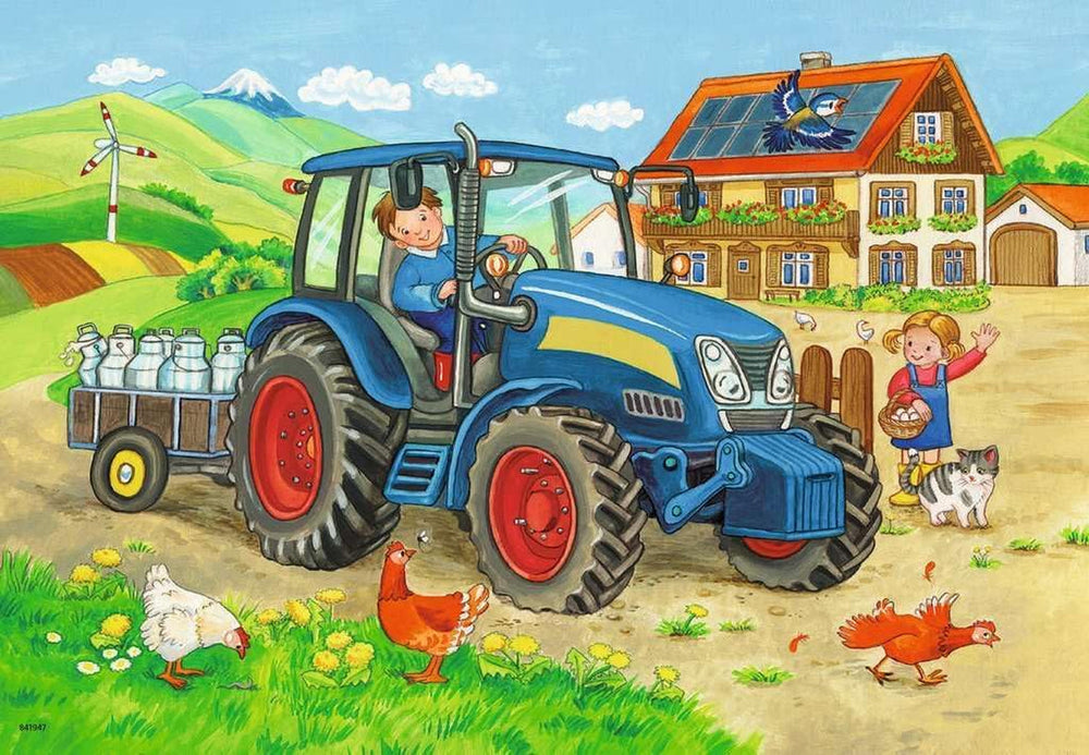 Ravensburger Puzzle pour enfants - 07616 Chantier et ferme - Puzzle pour enfants à partir de 3 ans, avec Puzzle 2X12 pièces Naty Shop