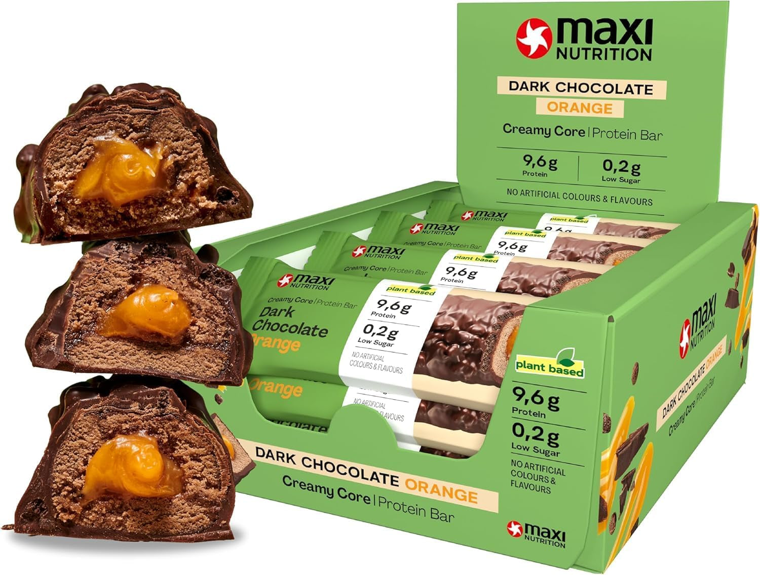 MaxiNutrition Barre protéinée végétalienne crémeuse au chocolat, cacahuètes et caramel 12x45g - barre protéinée végétalienne, 18% de protéines, 8,3 g par barre, faible teneur en sucre (0,9 g), sans sucre ajouté, sans arômes artificiels