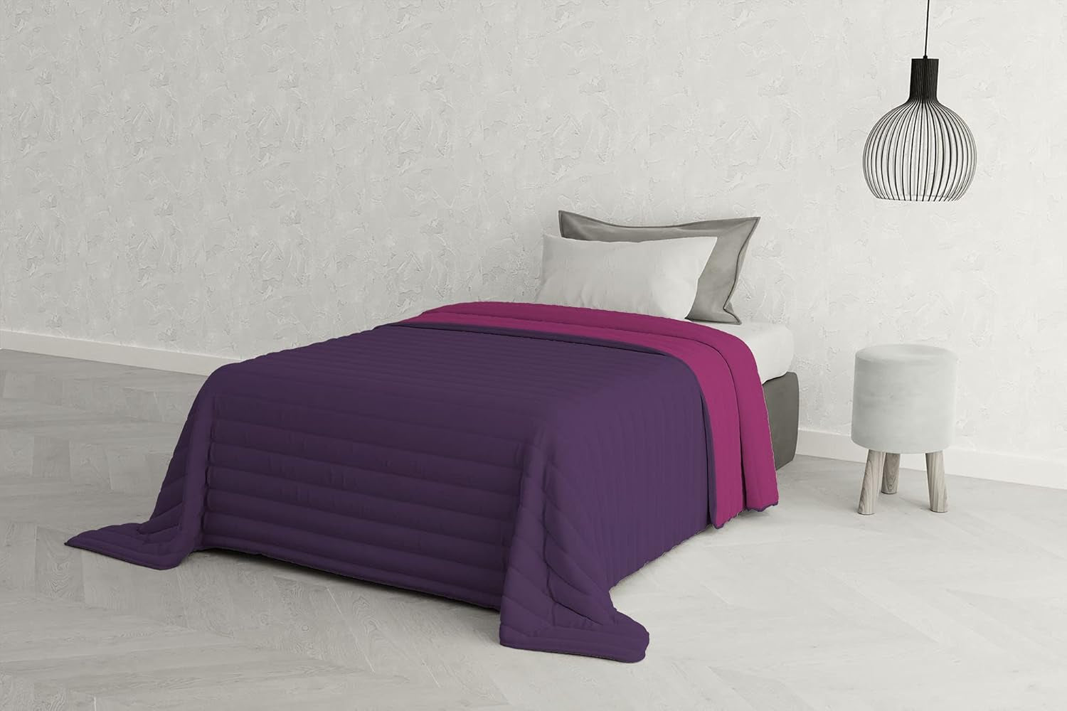 Linge de lit italien Estivo lit simple, linge, Aqua, 170 X 270 Cm Couettes et couettes Naty Shop Viola/Fuchsia 170 X 270 Cm