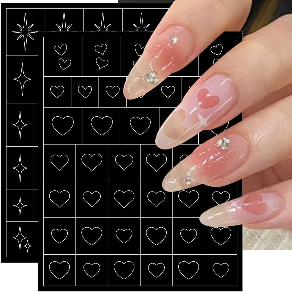 6 feuilles d'autocollants pour ongles de modèle d'aérographe, autocollants d'ongles d'étoiles de flamme de papillon, d'autocollants d'impression d'outil de pochoir d'art d'ongle autocollants auto-adhésifs pour les femmes autocollants de conception d'art d'ongle