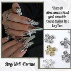 Nœuds à ongles en métal, 30 pièces, nœuds gris or argent, accessoires pour ongles, décorations d'ongles pour femmes et filles, Design Nail Art