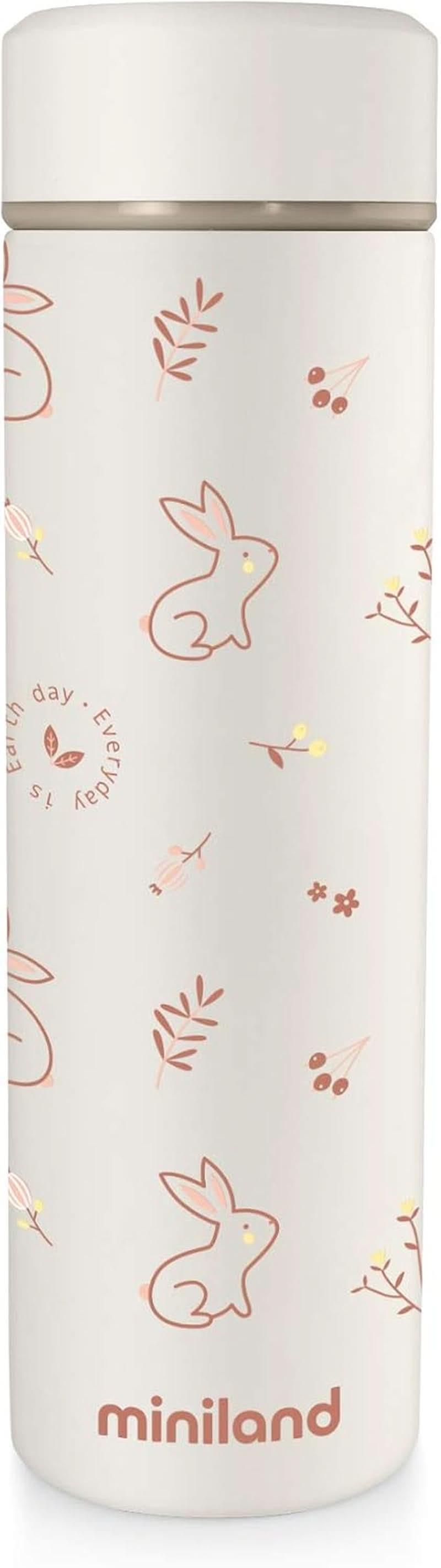 Miniland NATUR THERMOS BUNNY - thermos, 450 ml pour alimentation de bébé, multicolore Accessoires Alimentation et Allaitement Bebe Naty Shop Single Orange Natur Thermos Bunny