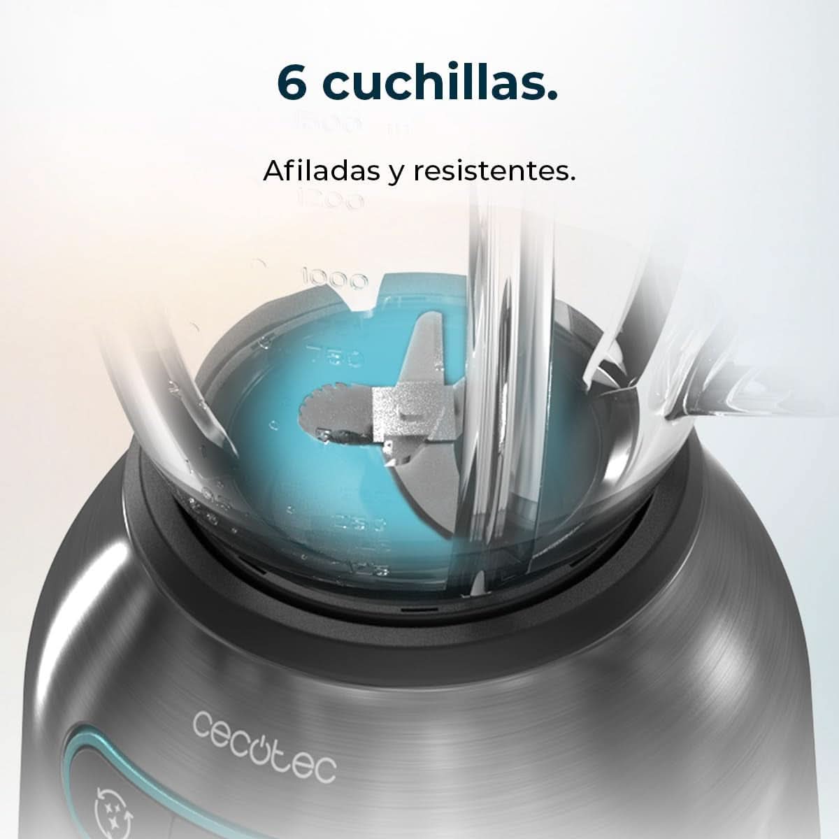 Cecotec Batteur sur socle Power Black Titanium 2200MAX Smooth, 2200 W Puissance Maximale, 6 Klingen Aus Edelstahl, Fonction Ice-Crush, Fonction Turbo et Smoothie, Fonction Autoclean Cuisine Naty Shop