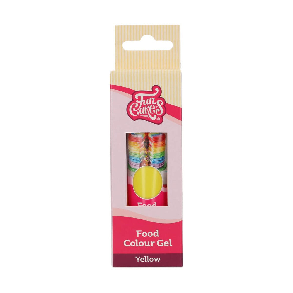 Colorant alimentaire Funcakes Gel Jaune : Colorant alimentaire très concentré pour pâte, crème, fondant et pâte d'amande. Dosage facile. Une seule goutte pour créer des couleurs vibrantes. Halal. 30g.