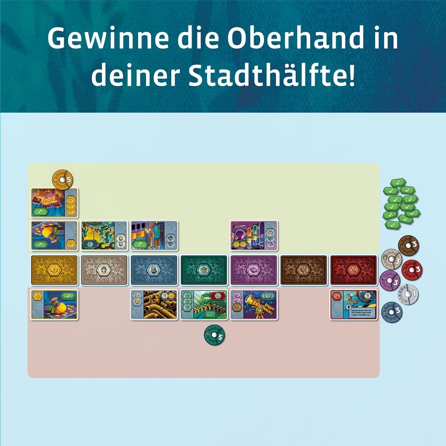 KOSMOS 683665 Pacifica - Relevez la ville engloutie avec tactique et chance, jeu pour deux, jeu de société pour exactement 2 joueurs, à partir de 10 ans, jeu de stratégie