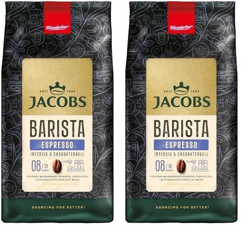 Jacobs Barista Crema Intense Coffee Beans 1kg - Intense, ciocolată neagră și nuci pecan, boabe Arabica și Robusta Cafea Naty Shop 2 x 1 Kg Espresso