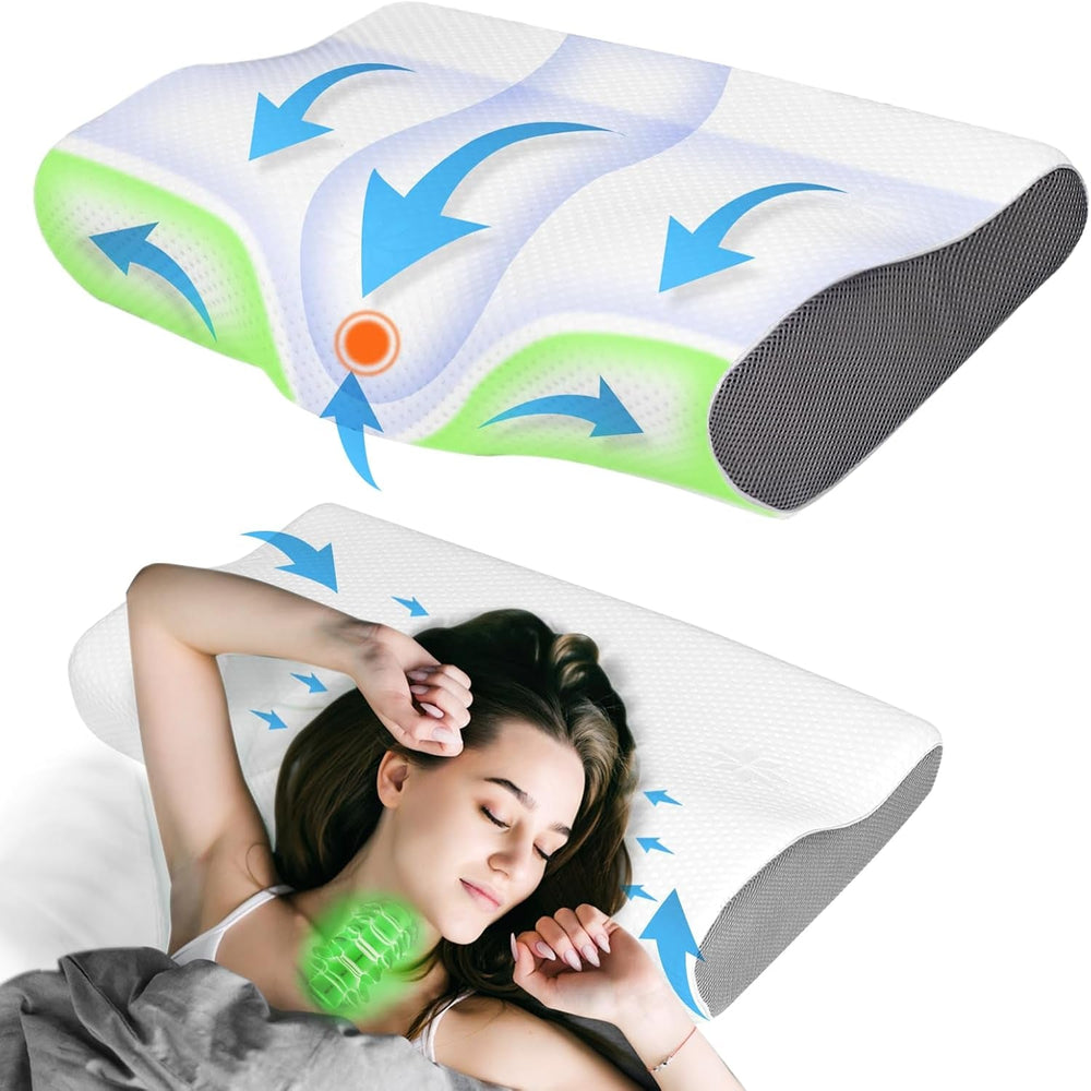 PHYSEN Oreiller orthopédique Oreiller Cervical, Oreiller de Soutien du Cou, Oreiller en Mousse à Mémoire de Forme, Oreiller Ergonomique pour Douleurs au Cou Oreiller de Couchage Oreiller Anti-Ronflement pour Côtés, Dos et Abdomen