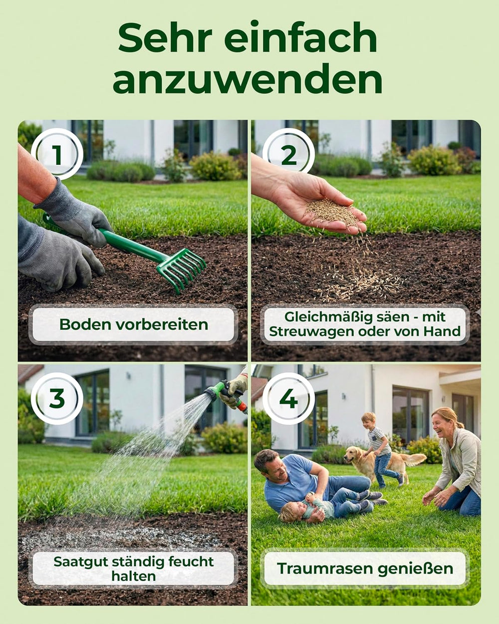 Rasensamen Schnellkeimend Frühjahr – TEST SEHR GUT – Grassamen Schnellkeimend Für Rasen & Rasen Nachsaat 10Kg 400Qm – Rasensaat Für Nachsaat Rasen Frühjahr, Saisonstart, Kräftiges Wachstum