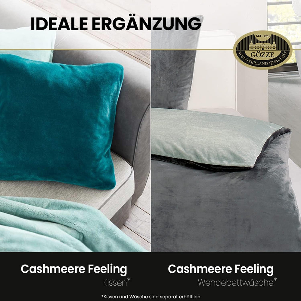 Gözze - Couverture Confortable Sensation Cachemire Premium, 500 G/M², 180 X 220 Cm - Lits et Couvertures moutarde Besuche den Gözze-Store