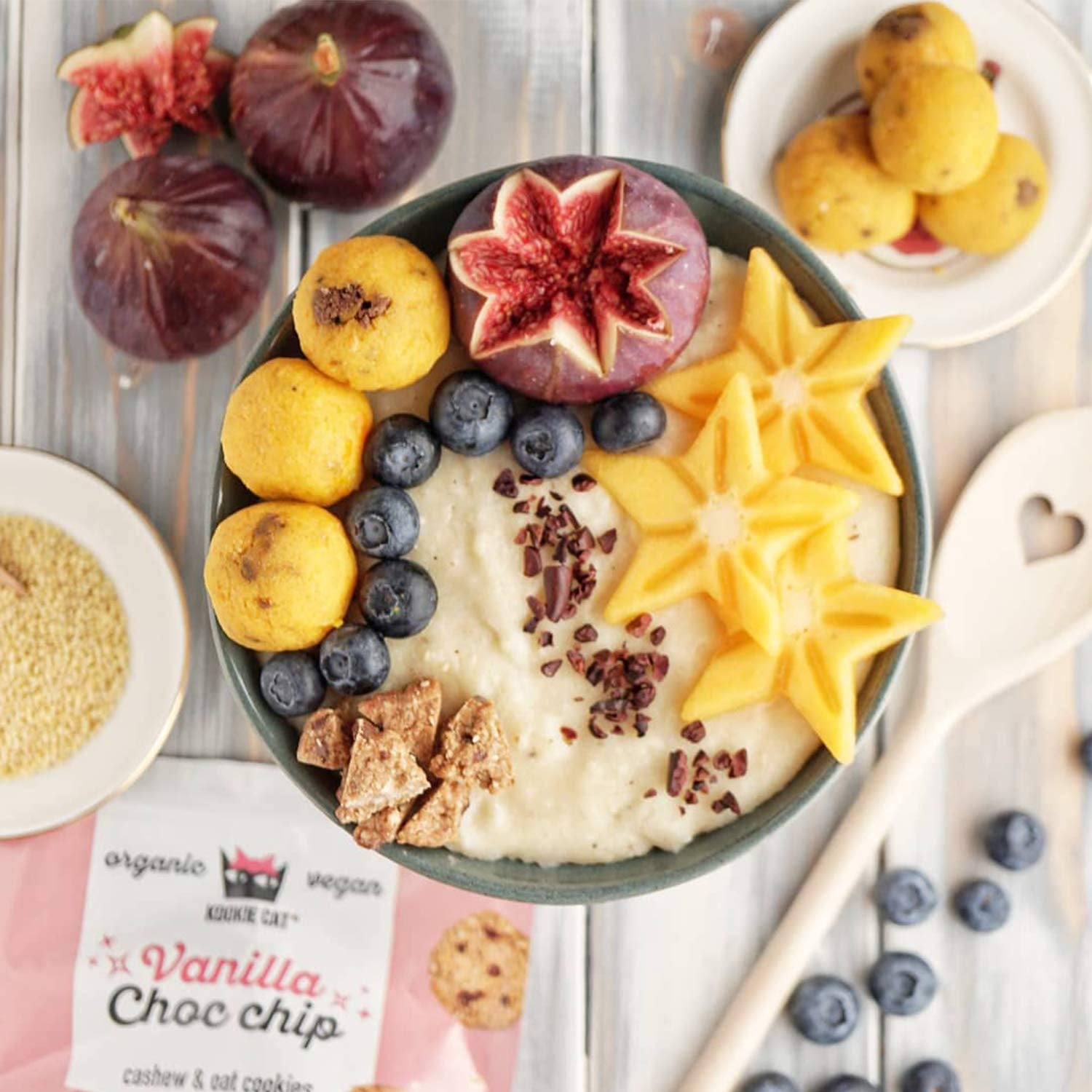 Biscuiți vegani cu ciocolată și vanilie - Mini fursecuri vegane, fără gluten, fără soia, organice, cu caju și ovăz - Pachet multiplu de 10 x 100g