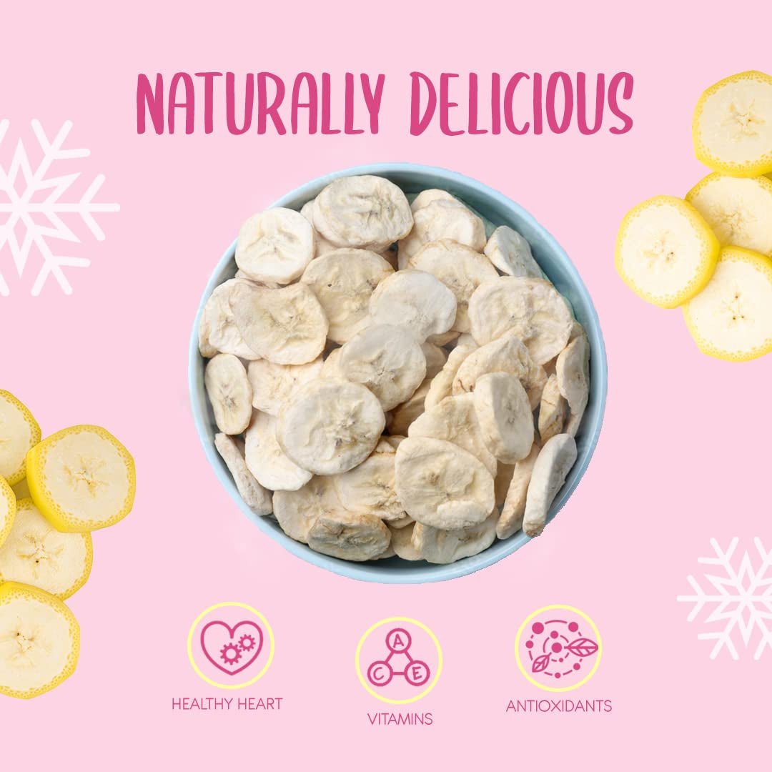 Tranches de banane lyophilisées 100g - chips de banane lyophilisées - fruits secs lyophilisés - tranches de banane séchées pour décoration, snacks, smoothies et desserts Produits déshydratés Naty Shop
