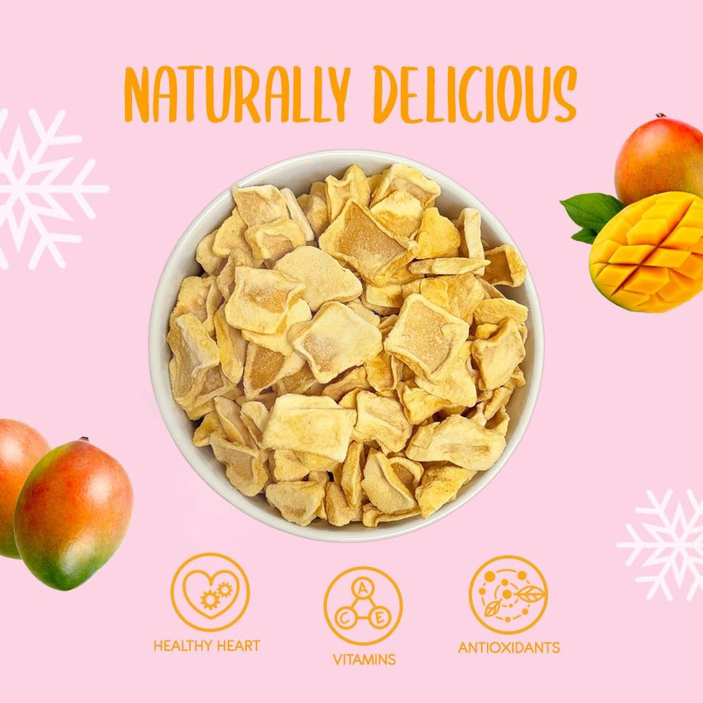 Tranches de mangue lyophilisée 100g - chips de mangue lyophilisée - fruits secs lyophilisés - fruits lyophilisés, mangue séchée pour décoration, snacks, smoothies, desserts Produits déshydratés Naty Shop